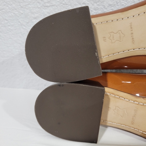 Tory Burch Georgia Pump Size 8, 35mm Heels Patent Leather Brown Cuoio - Picture 12 of 14